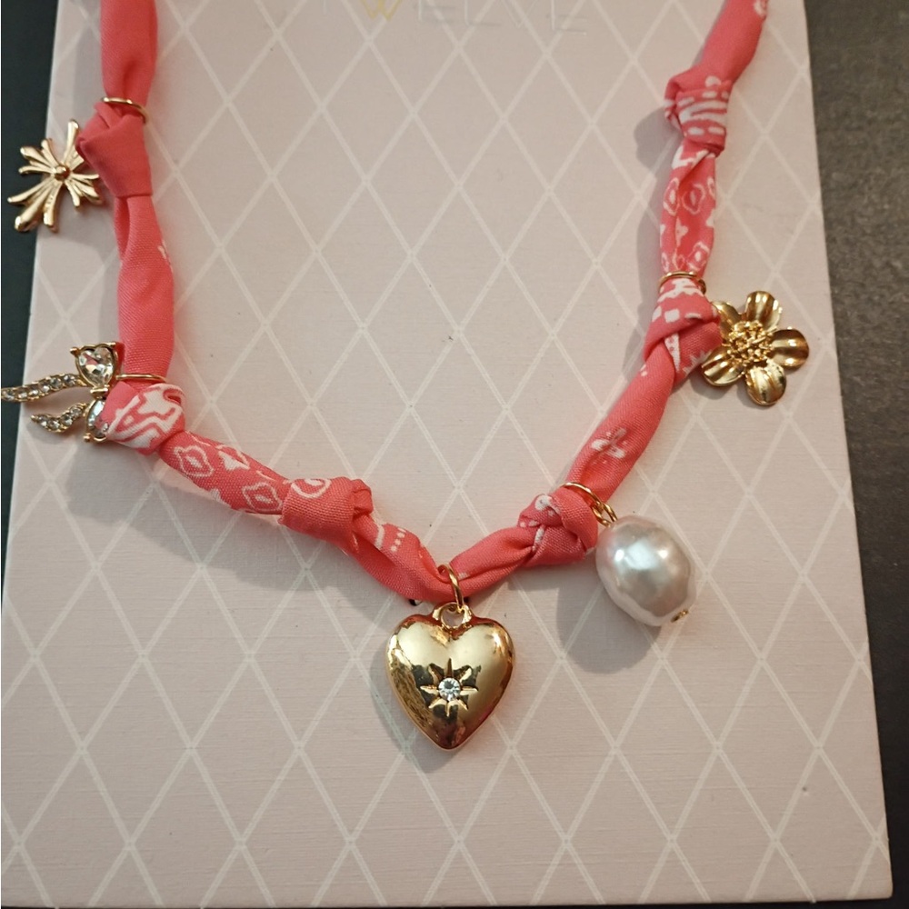 Pink and Gold Charm Necklace